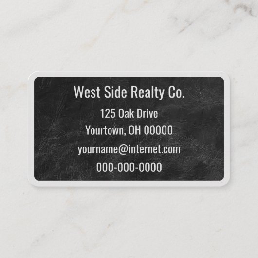 Zwarte lederen visitekaartje (Achterkant)