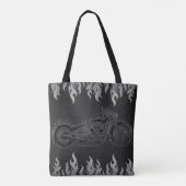Zwarte lederen zilver brandt warmtecampagne tote bag (Achterkant)