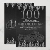 Zwarte lederen zilvermotor 100-100 zondag kaart (Voorkant / Achterkant)