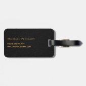 Zwarte ledergoudfirmanaam logo bagagelabel (Achterkant horizontaal)