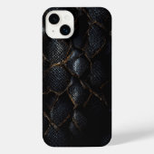 Zwarte lederreptiellade iPhone hoesje (Achterkant)