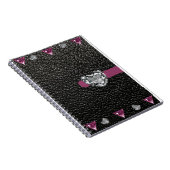 zwarte lederstijl met hartslag notitieboek (Rechterzijde)