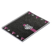 zwarte lederstijl met hartslag notitieboek (Linkerzijde)