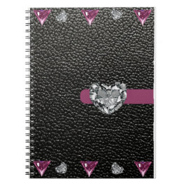 zwarte lederstijl met hartslag notitieboek