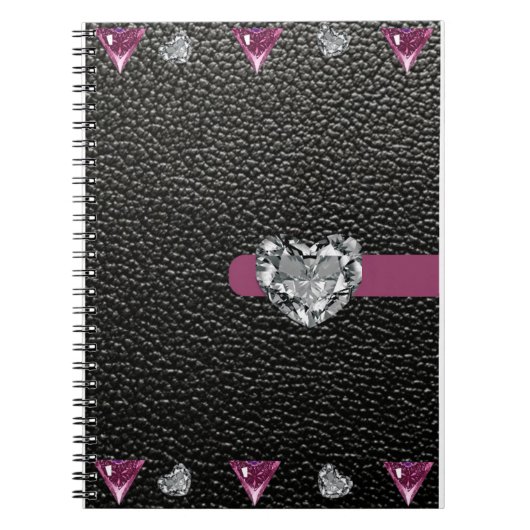 zwarte lederstijl met hartslag notitieboek (Voorkant)