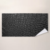 Zwarte ledertextuur badhanddoek (Badhanddoek)