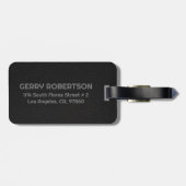 Zwarte ledertextuur bagagelabel (Achterkant horizontaal)