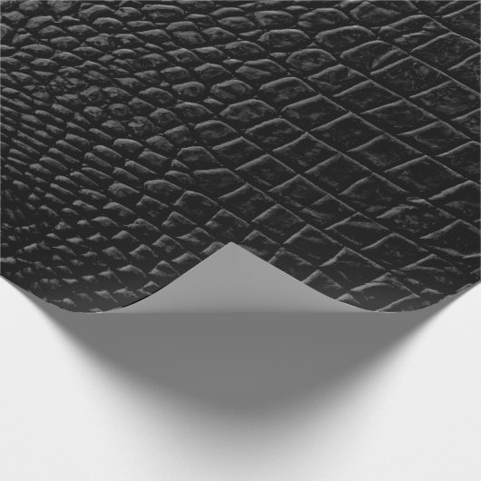 Zwarte ledertextuur cadeaupapier (Hoek)