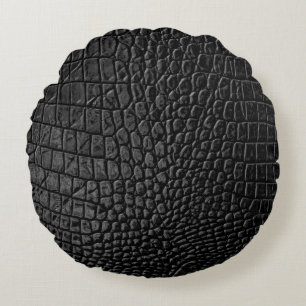 Zwarte ledertextuur rond kussen