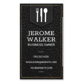 Zwarte leer | Gestikte riem Magnetisch Visitekaartje (Voorkant Verticaal)