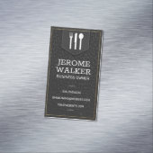 Zwarte leer | Gestikte riem Magnetisch Visitekaartje (Voorbeeld)