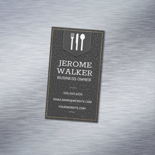 Zwarte leer | Gestikte riem Magnetisch Visitekaartje (Voorbeeld)