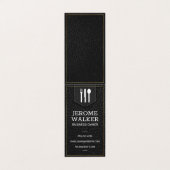 Zwarte leer | Gestikte riem Visitekaartje (Buitenkant ongevouwen)