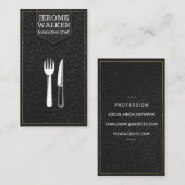 Zwarte leer | Gestikte riem Visitekaartje (Voorkant / Achterkant)