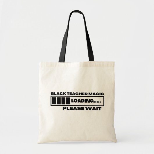 Zwarte Leerder Magische Lading Gelieve te wachten  Tote Bag (Voorkant)