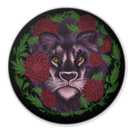 Zwarte Leeuw Dalia Keramische Knop