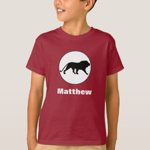 Zwarte Leeuw Getekend in Witte Cirkel T-shirt