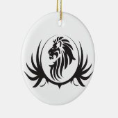 Zwarte Leeuwen Kop Keramisch Ornament (Rechts)