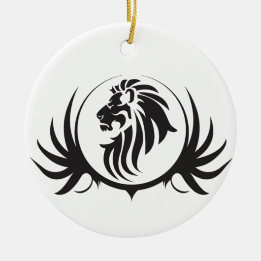 Zwarte Leeuwen Kop Keramisch Ornament (Voorkant)