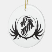 Zwarte Leeuwen Kop Keramisch Ornament (Links)