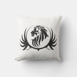 Zwarte Leeuwen Kop Op Witte Kussen