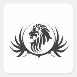 Zwarte Leeuwenkop Vierkante Sticker