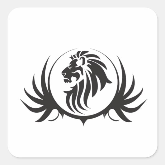 Zwarte Leeuwenkop Vierkante Sticker (Voorkant)