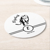 Zwarte Leeuwin Koningin van de Jacht Ronde Kartonnen Onderzetter (Gebogen)