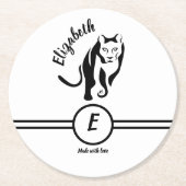 Zwarte Leeuwin Koningin van de Jacht Ronde Kartonnen Onderzetter (Voorkant)