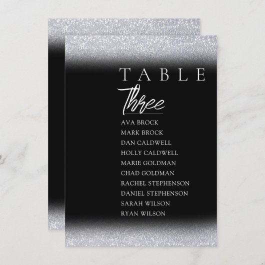 Zwarte legant tabelnummerdiagram kaart (Voorkant / Achterkant)