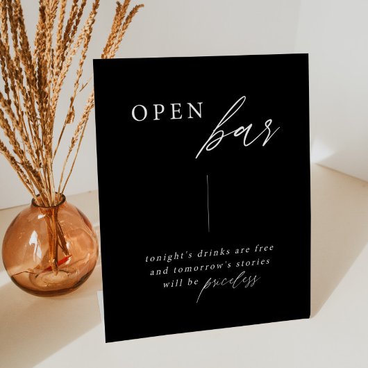 Zwarte legant Weddenschap Open Bar Teken Reclamebord Met Voetstuk