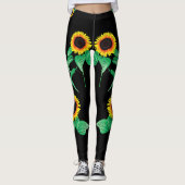 Zwarte legging met zonnebloemen (Voorkant)
