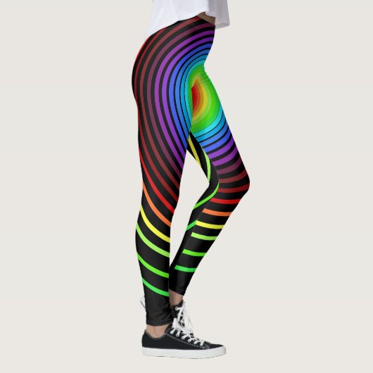 Zwarte Leggings Aangepaste Kleuren Streep (Rechts)