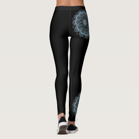 Zwarte Leggings Blauwgroen Mandala Yoga Pants (Achterkant)