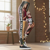 Zwarte Leggings met Aangepaste Foto Collage en Tek