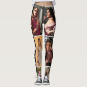 Zwarte Leggings met Aangepaste Foto Collage en Tek (Voorkant)