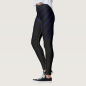 Zwarte Leggings met blauwe strepen voor dames (Links)