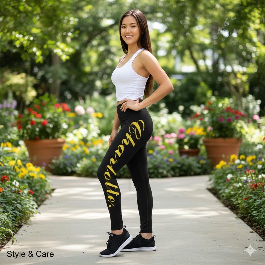 Zwarte Leggings met Eigen Tekst voor Stijlvol Comf