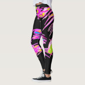 Zwarte leggings met gemengde paarse design (Links)