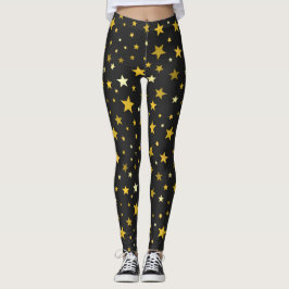 Zwarte Leggings met gouden sterren