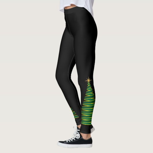 Zwarte Leggings met Groene Kerstboom (Links)
