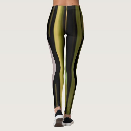 zwarte leggings met groene strippen (Achterkant)