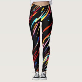 Zwarte leggings met kleurrijk vallend meteorietmot