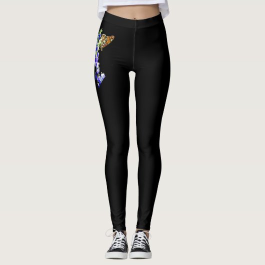 Zwarte Leggings met Monarch Butterfly (Voorkant)