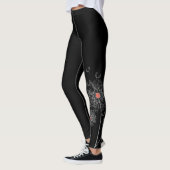 Zwarte Leggings met Paardenbloem Print op één been (Links)