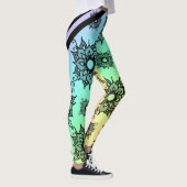 Zwarte Leggings met Pastelkleurig Bloemenpatroon (Rechts)