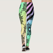 Zwarte Leggings met Pastelkleurig Bloemenpatroon (Achterkant)