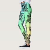 Zwarte Leggings met Pastelkleurig Bloemenpatroon (Links)