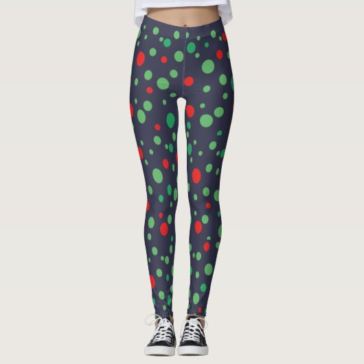Zwarte Leggings met rode en rode poka (Voorkant)
