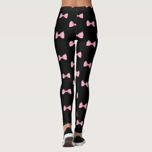 Zwarte Leggings met roze bogen (Achterkant)